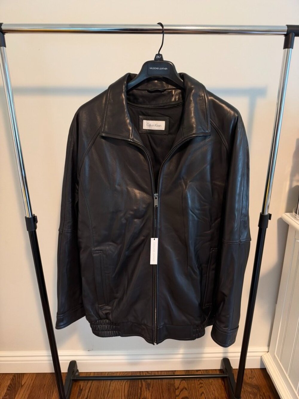 Calvin Klein Men's Genuine Leather Jacket Black 2XLT NWOT